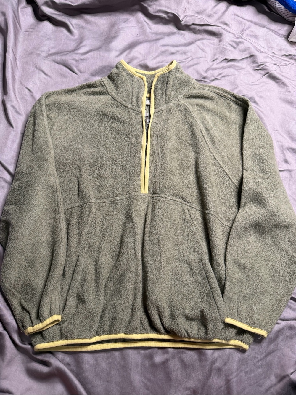 Maurices Olive Green Fleece Quarter Zip with Yellow Trim